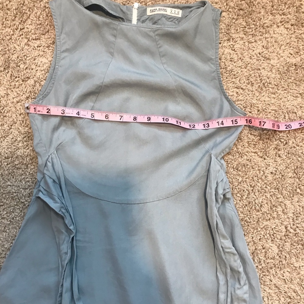 Zara Sky Blue Midi Dress with Floral Detail - Picture 8 of 9